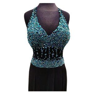 Valentina Women's Black & Sapphire Beaded Formal